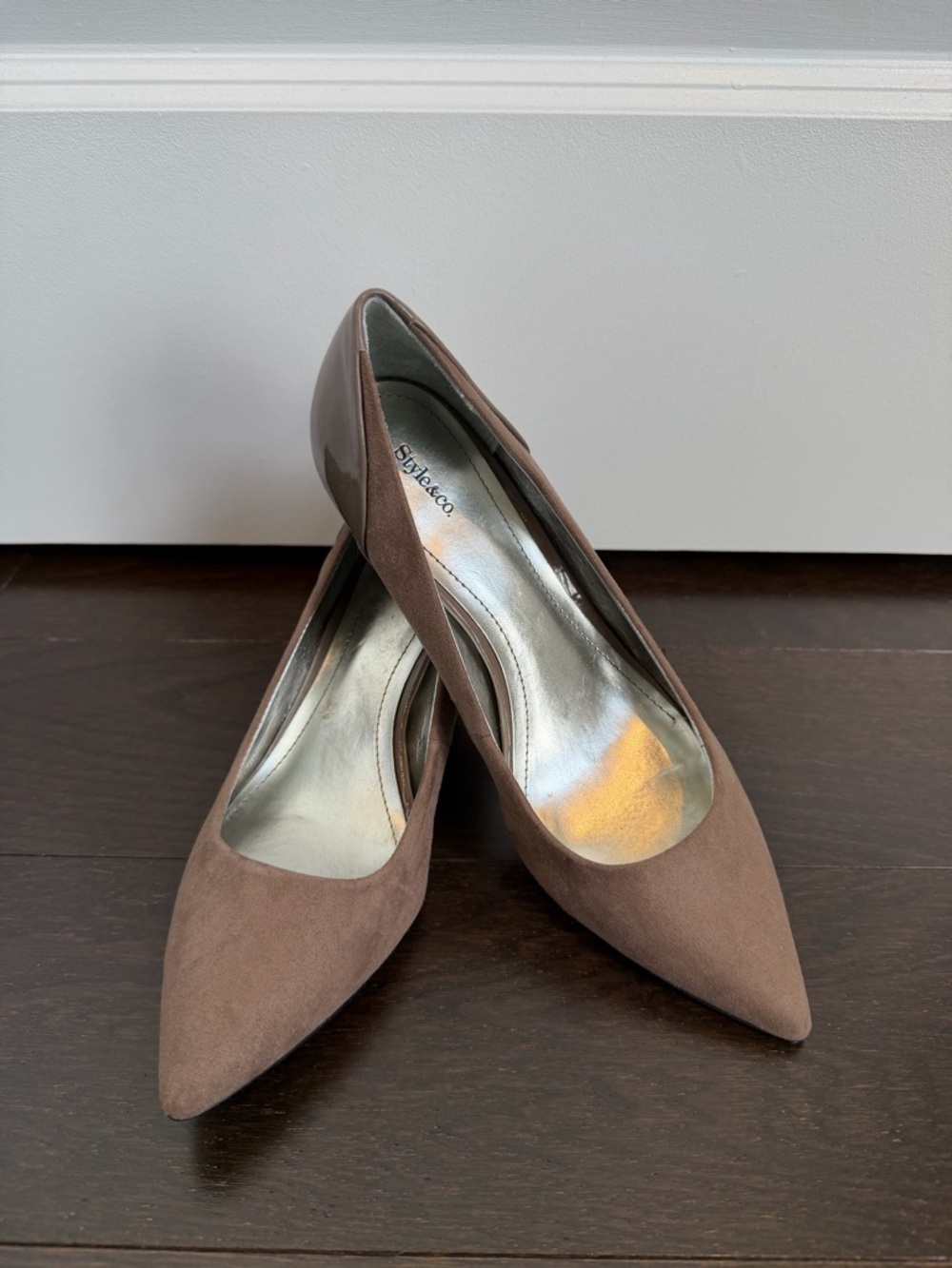 Style & Co. Women’s Taupe Suede Pointed-Toe Pumps - Picture 1 of 5